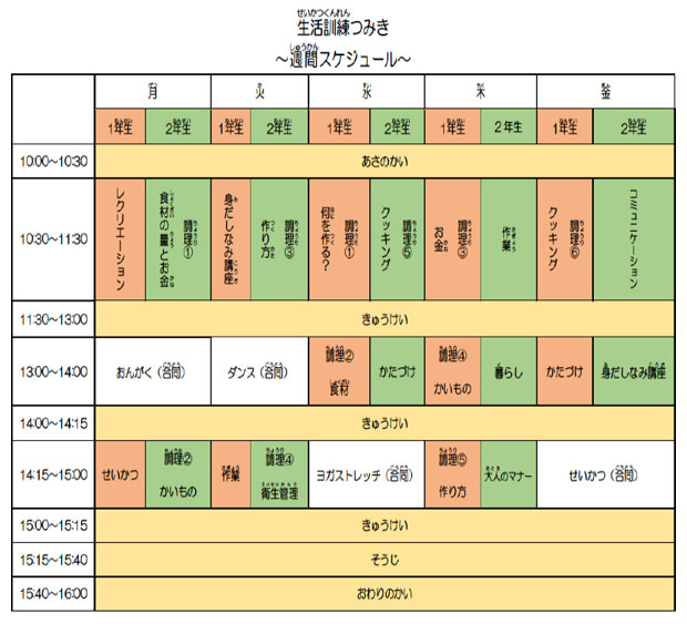活動スケジュール(2018年度)